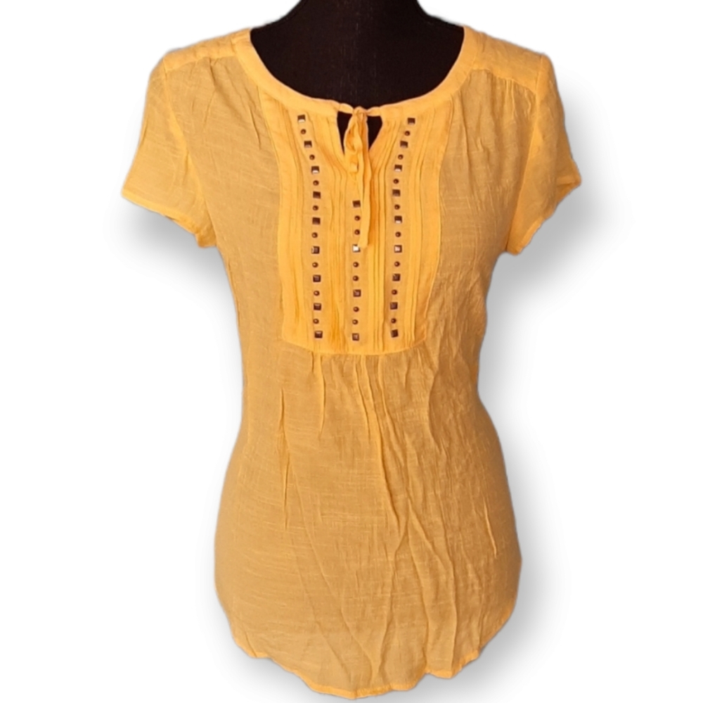 Christopher & Banks Short Sleeve Studded Shirt